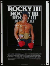 t092 ROCKY III Thirty by Forty movie poster '82 Sylvester Stallone, boxing!