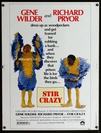 t104 STIR CRAZY Thirty by Forty movie poster '80 Gene Wilder, Richard Pryor