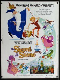 t108 SWORD IN THE STONE Thirty by Forty movie poster R73 Disney, King Arthur!