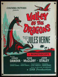 t115 VALLEY OF THE DRAGONS Thirty by Forty movie poster '61 cool dinosaurs!
