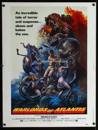 t120 WARLORDS OF ATLANTIS Thirty by Forty movie poster '78 cool sci-fi artwork!