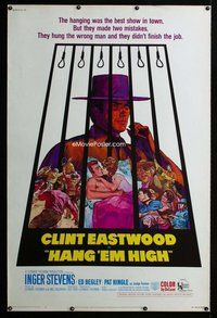 t135 HANG 'EM HIGH Forty by Sixty movie poster '68 Clint Eastwood classic!