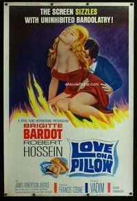 t170 LOVE ON A PILLOW Forty by Sixty movie poster '64 sexy Brigitte Bardot!