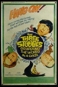 t196 THREE STOOGES GO AROUND THE WORLD IN A DAZE Forty by Sixty movie poster '63