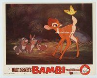 w293 BAMBI movie lobby card R57 Bambi with butterfly & bunnies!
