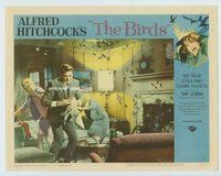 w023 BIRDS movie lobby card #7 '63 birds attack within the house!
