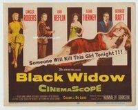 w058 BLACK WIDOW movie title lobby card '54 Ginger Rogers, Gene Tierney
