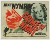 w066 CRIME BY NIGHT movie title lobby card '44 Jane Wyman, cool image!