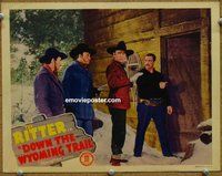 w329 DOWN THE WYOMING TRAIL movie lobby card '39 Tex Ritter caught!