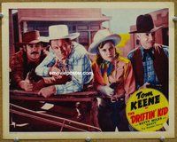 w331 DRIFTIN' KID movie lobby card '41 Tom Keene & cowgirl w/guns!