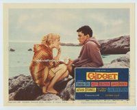w355 GIDGET movie lobby card #7 '59 Sandra Dee & James Darren on beach