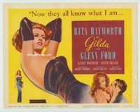 w088 GILDA movie title lobby card R59 super sexy Rita Hayworth, Glenn Ford