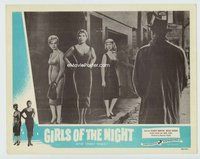 w232 GIRLS OF THE NIGHT movie lobby card '59 3 sexy street walkers!
