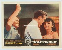 w017 GOLDFINGER movie lobby card #7 '64 Sean Connery ambushed!