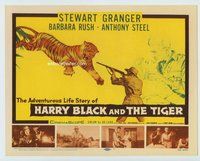 w094 HARRY BLACK & THE TIGER movie title lobby card '58 cool tiger image!