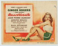 w095 HEARTBEAT movie title lobby card '46 super sexy Ginger Rogers!