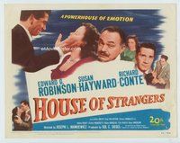 w103 HOUSE OF STRANGERS movie title lobby card '49 Robinson, Hayward