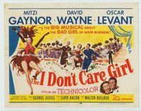 w105 I DON'T CARE GIRL movie title lobby card '52 showgirl Mitzi Gaynor!