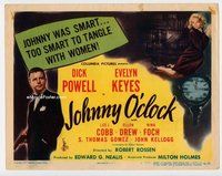 w111 JOHNNY O'CLOCK movie title lobby card '46 Dick Powell, Evelyn Keyes