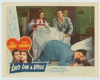 w040 LET'S LIVE A LITTLE movie lobby card #4 '48 Hedy finds Bob in bed