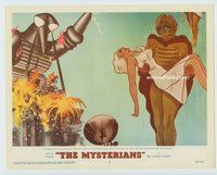 w473 MYSTERIANS movie lobby card #2 '59 space man saves girl!