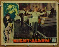 w482 NIGHT-ALARM movie lobby card '34 investigating arson fires!
