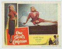 w252 ONE GIRL'S CONFESSION movie lobby card '53 Cleo Moore close up!