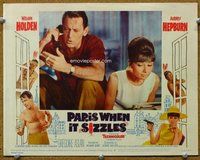 w515 PARIS WHEN IT SIZZLES movie lobby card #6 '64 Hepburn, Holden