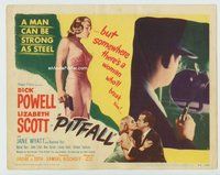 w150 PITFALL movie title lobby card '48 Dick Powell, Lizabeth Scott