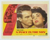 w526 PLACE IN THE SUN movie lobby card '51 Clift & Taylor close up!