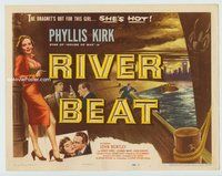w259 RIVER BEAT movie title lobby card '54 bad girl Phyllis Kirk is HOT!