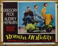 w550 ROMAN HOLIDAY movie lobby card #1 '53 Hepburn & Peck on Vespa!