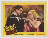 w559 SECRET AGENT movie lobby card '36 Hitchcock, Madeleine Carroll