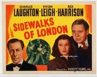 w170 SIDEWALKS OF LONDON movie title lobby card R49 Vivien Leigh, Laughton