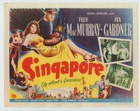 w172 SINGAPORE movie title lobby card '47 Ava Gardner, Fred MacMurray