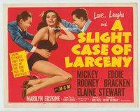 w265 SLIGHT CASE OF LARCENY movie title lobby card '53 bad Elaine Stewart!