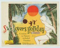 w268 SUN LOVERS' HOLIDAY movie title lobby card '50s nudist colony!