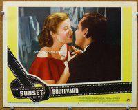 w031 SUNSET BLVD movie lobby card #8 '50 William Holden, Nancy Olson