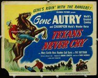 w190 TEXANS NEVER CRY movie title lobby card '51 Gene Autry western!