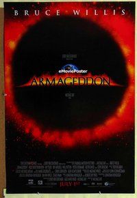 y026 ARMAGEDDON DS advance one-sheet movie poster '98 Bruce Willis, Affleck