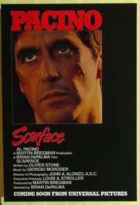 y001 SCARFACE advance one-sheet movie poster '83 Al Pacino, Brian De Palma