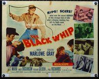 z649 BLACK WHIP half-sheet movie poster '56 Hugh Marlowe, Angie Dickinson