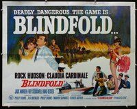 z650 BLINDFOLD half-sheet movie poster '66 Rock Hudson, Claudia Cardinale