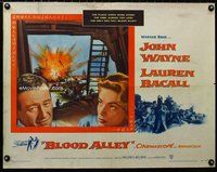 z651 BLOOD ALLEY half-sheet movie poster '55 John Wayne, Lauren Bacall