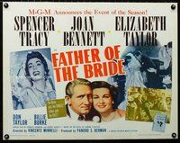 z713 FATHER OF THE BRIDE half-sheet movie poster R62 Liz Taylor, Tracy