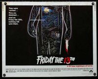 z718 FRIDAY THE 13th half-sheet movie poster '80 horror classic!
