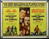 z732 GUNFIGHT AT THE OK CORRAL/LAST TRAIN FROM GUN HILL half-sheet movie poster '63