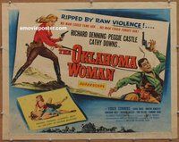 z792 OKLAHOMA WOMAN half-sheet movie poster '56 AIP western bad girl!