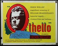 z793 OTHELLO half-sheet movie poster '55 Orson Welles, Shakespeare