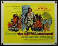 z795 QUIET AMERICAN half-sheet movie poster '58 Audie Murphy, Redgrave